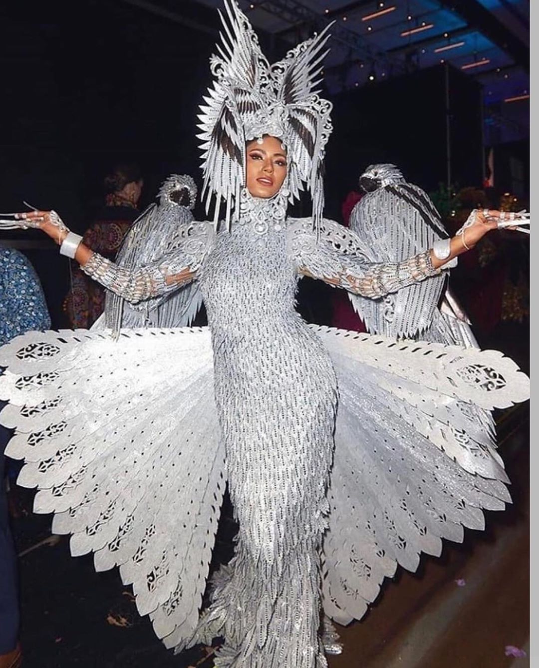 woman in silver costume