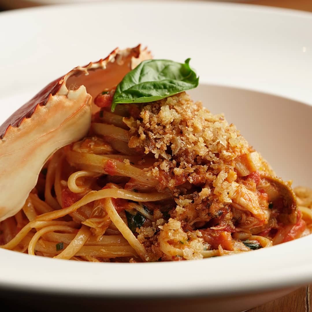 crab and ricci pasta at cicchetti restaurant