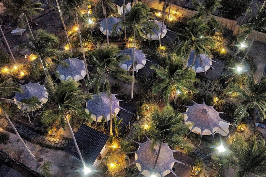 Aerial view Nacpan Beach Glamping