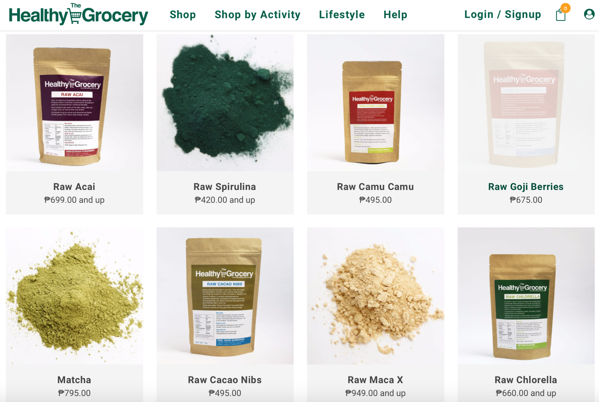 screenshot of The Healthy Grocery's website