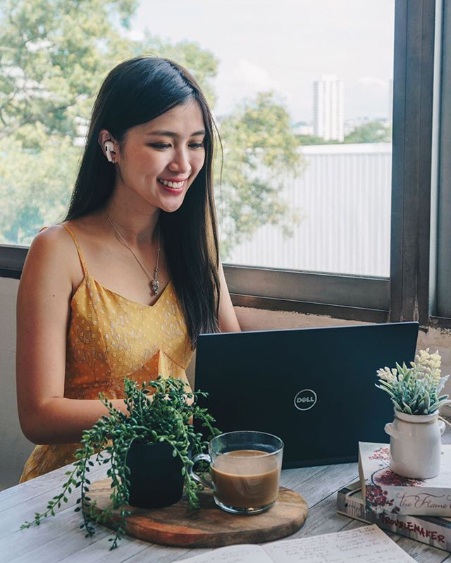 a lady working from home