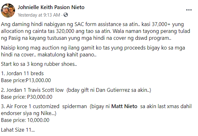 Cainta Mayor Nieto auctions shoe collection to raise funds for community 