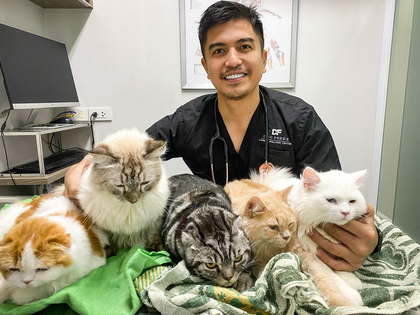 Doc Ferds with cats