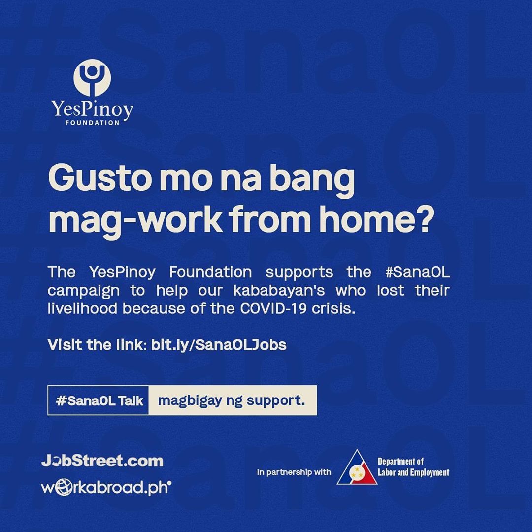 An infographic of YesPinoy foundation regarding work-from-home jobs
