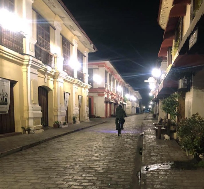 Historic streets of Vigan empty at night
