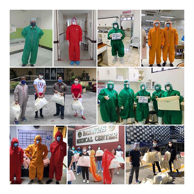 collage of healthcare workers in PPE suits