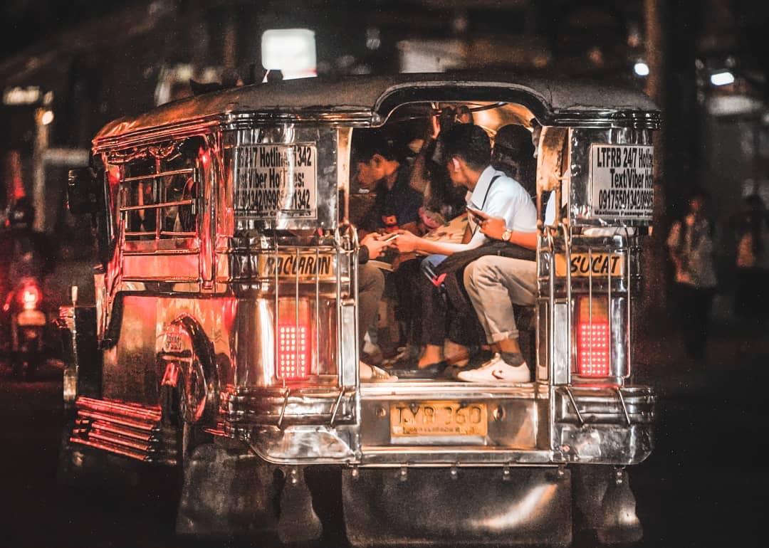 Passengers in a Philippine jeepney