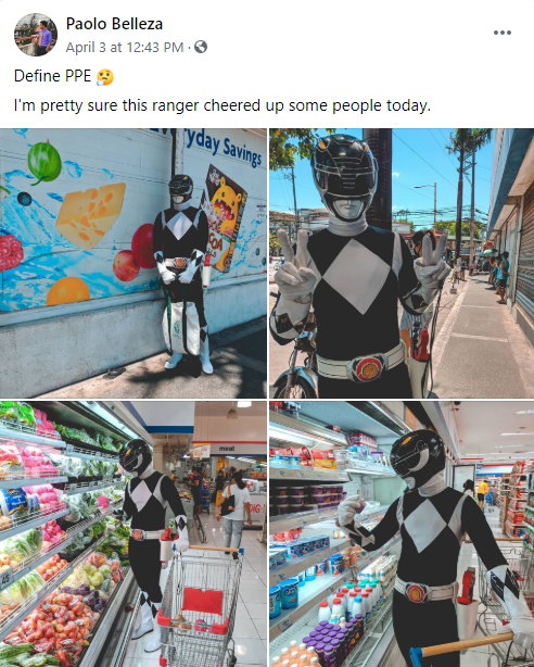 Paolo Belleza's Facebook post of his Black Ranger photos