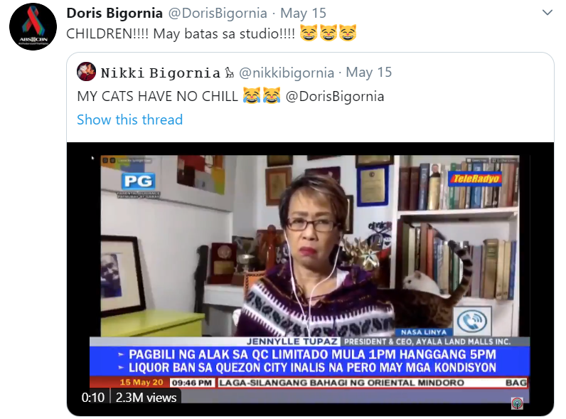 In a response, the Mutya ng Masa, as we also fondly call the veteran journalist, retweeted her daughter’s post, calling out the cats about having “rules” in the studio, saying “CHILDREN! We have rules in the studio!”