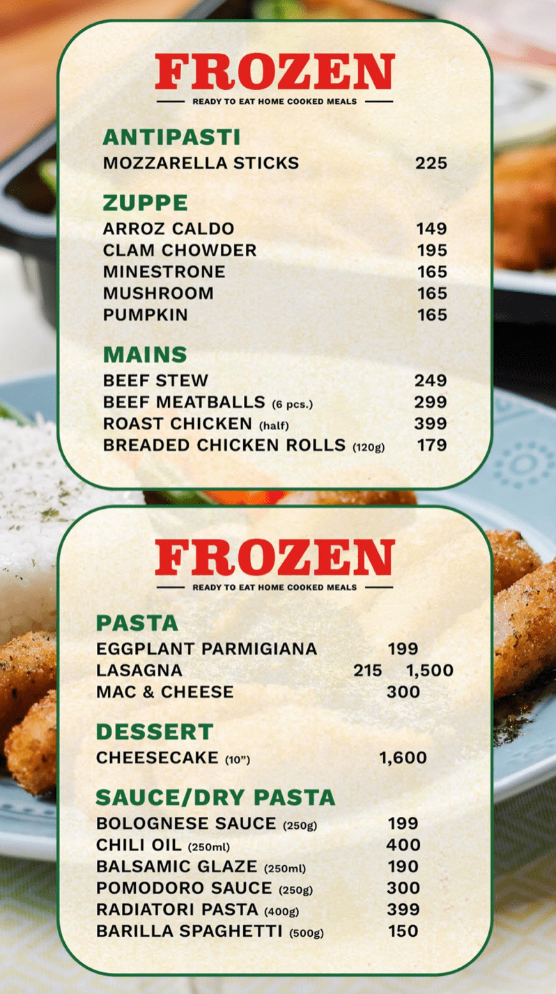 mama lou's frozen pasta and dessert menu
