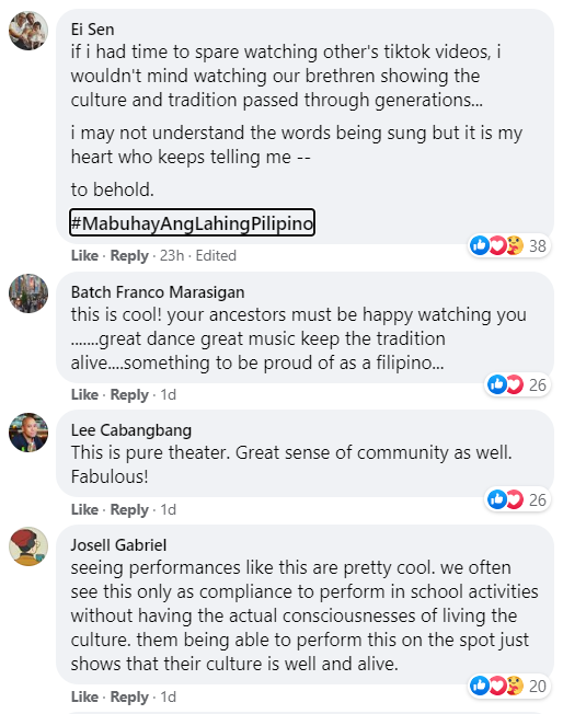 Netizens commenting on the Kalinga dance