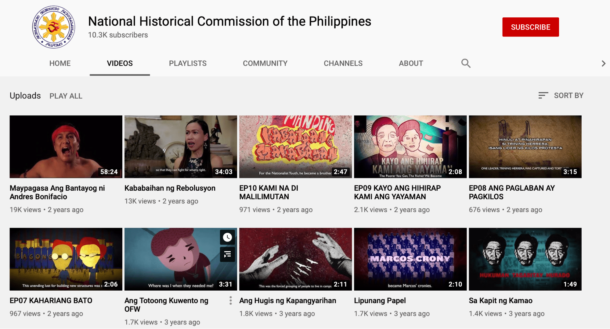 youtube screenshot of NHCP channel