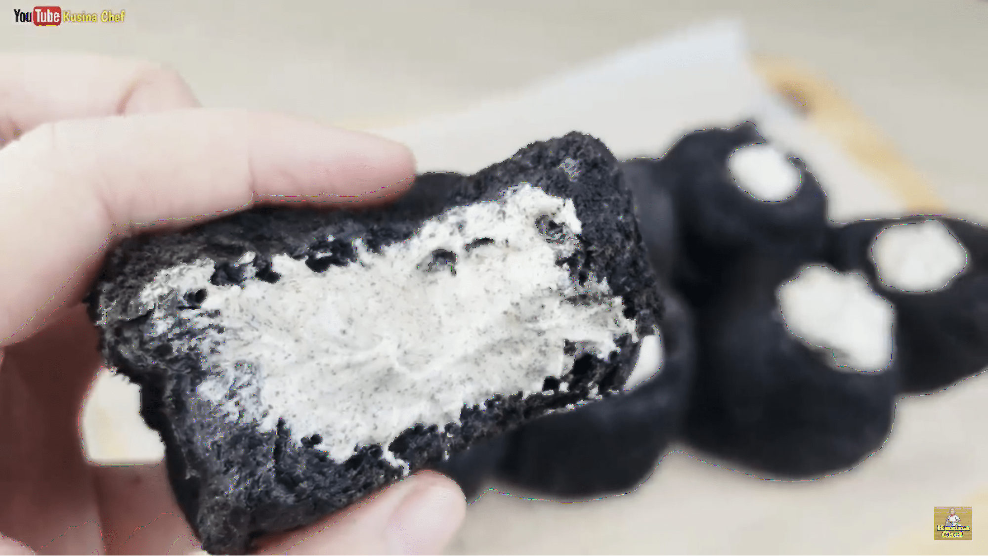 oreo pandesal - filled with vanilla cream