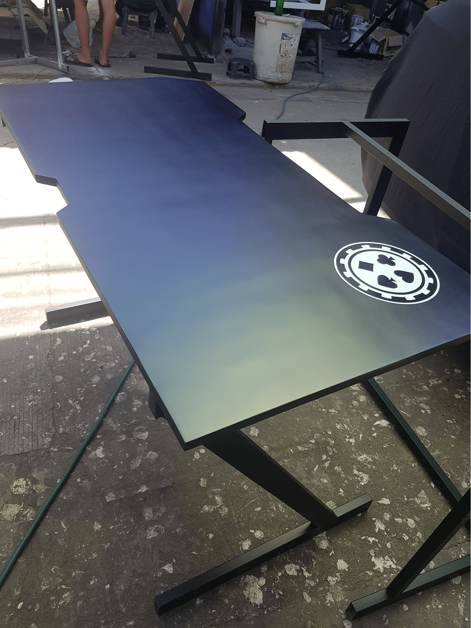 custom tables by jeepney drivers - ombre table