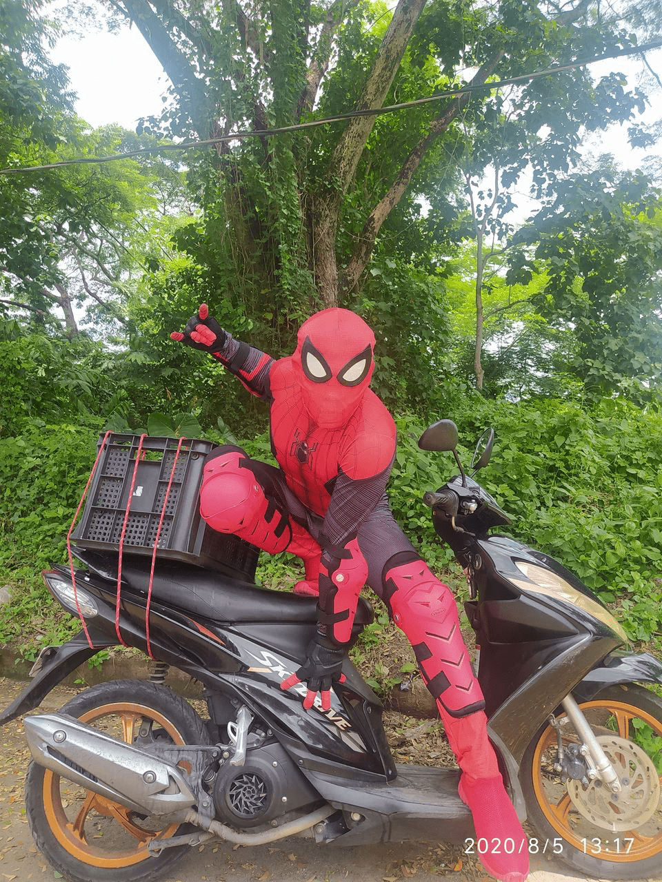 spiderman on delivery bike