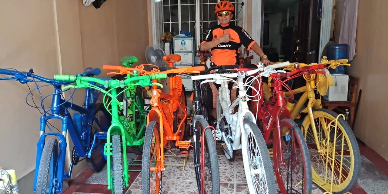 mr. terno - biker with 9 colorful bikes