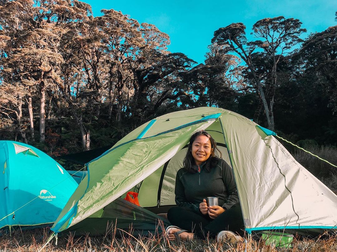 camping in a tent on mount apo