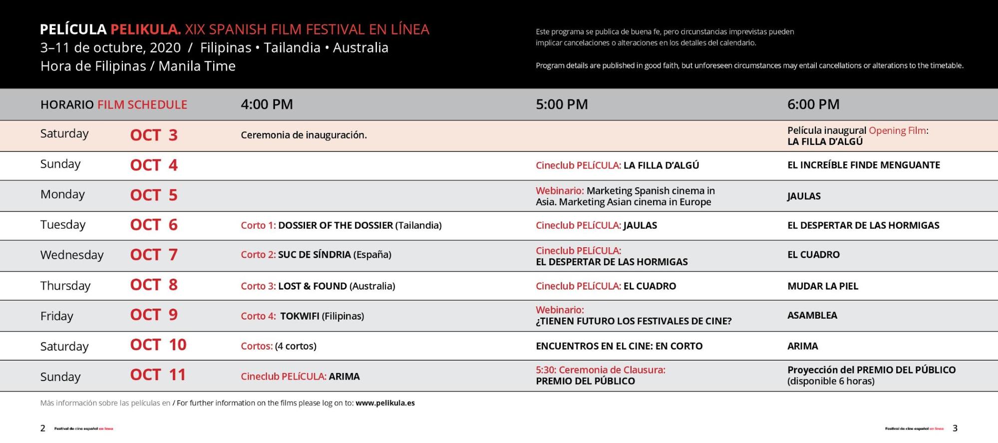 Free online events October 2020 - Instituto Cervantes de Manila 