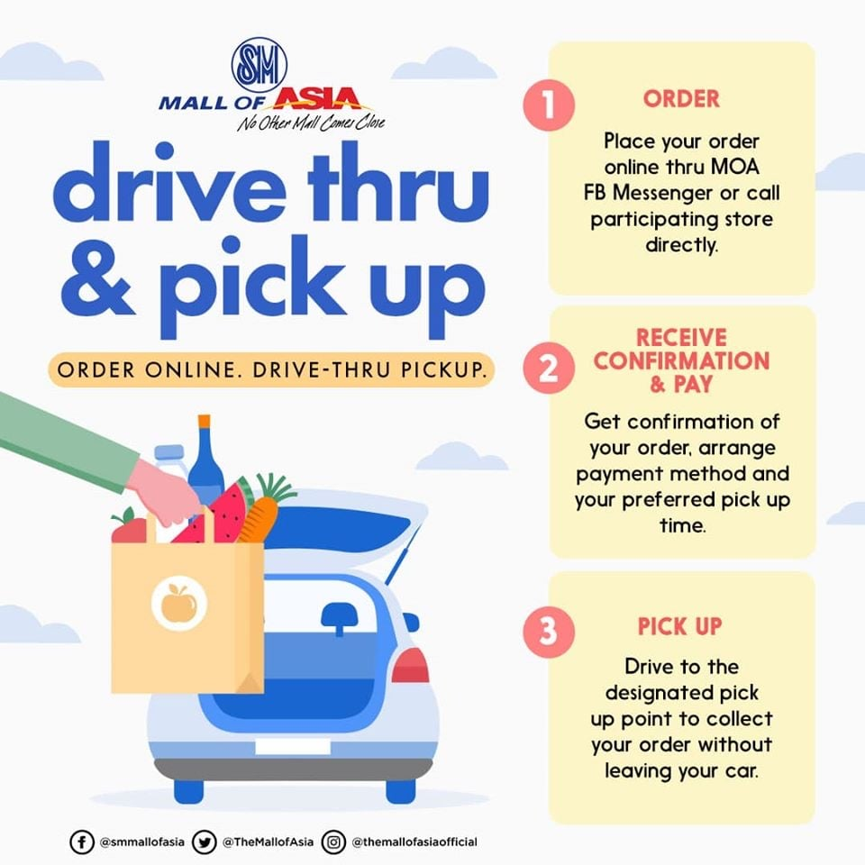 Mall of Asia drive in - drive-thru and pick-up service