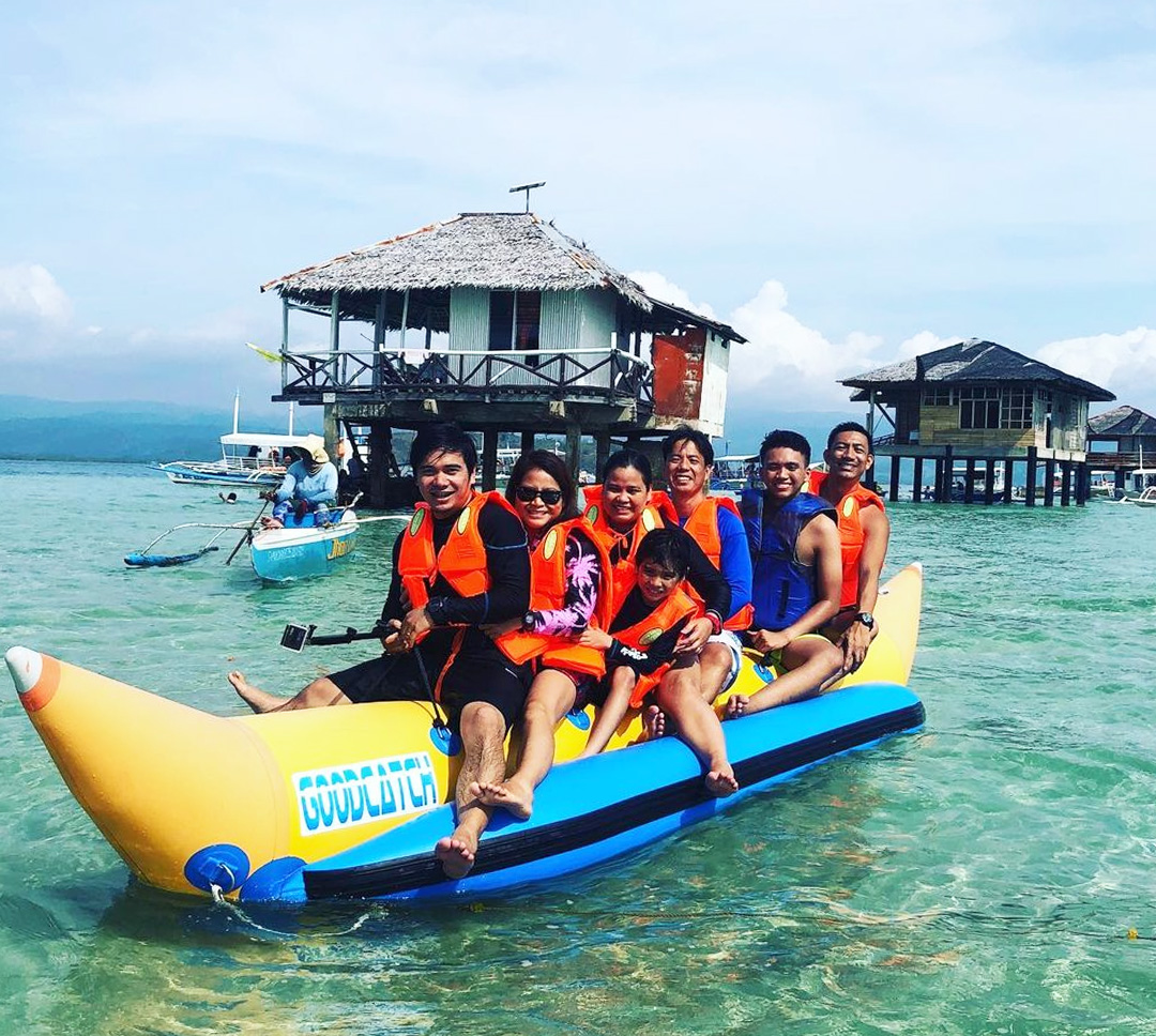 Manjuyod Sandbar Maldives of the Philippines - banana boat ride