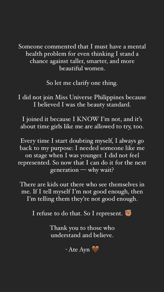 Ayn Bernos Miss Universe - Instagram story
