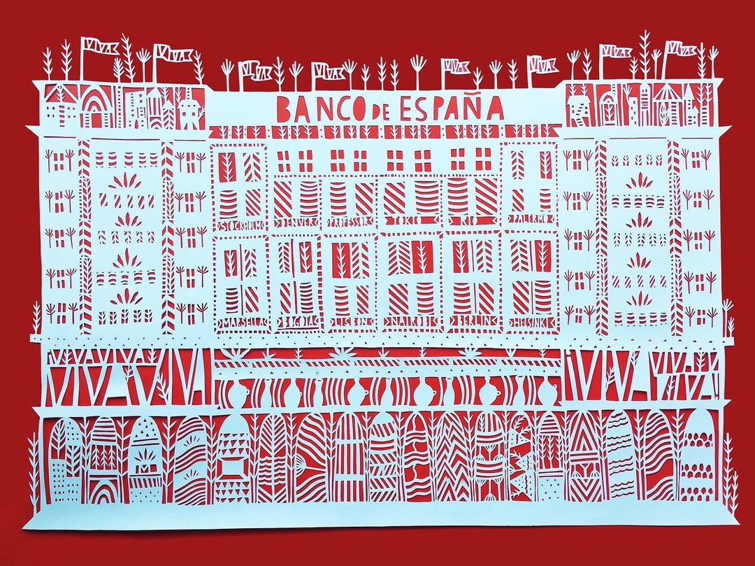 Money Heist paper art - Banco de Espana