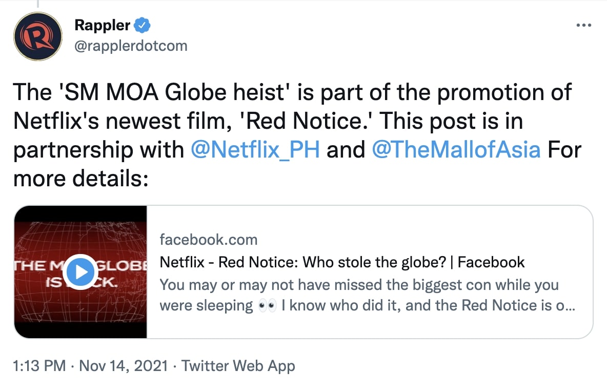 MOA globe - Rappler clarification