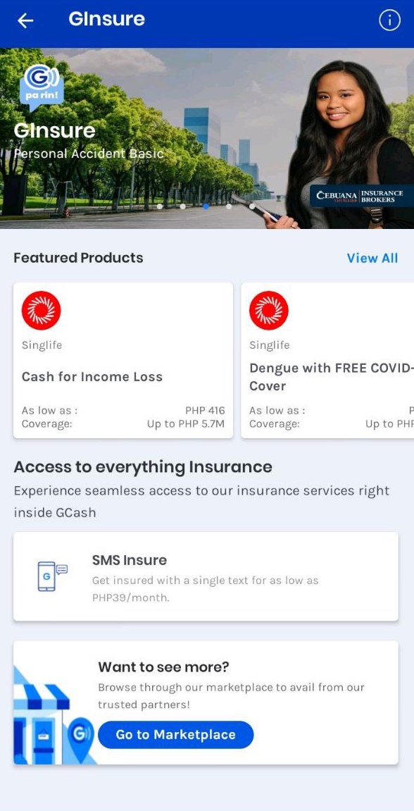 GCash Features - GInsure