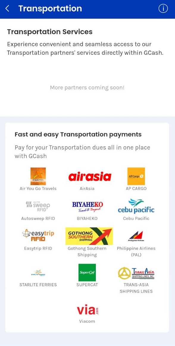 GCash Features - Transportation