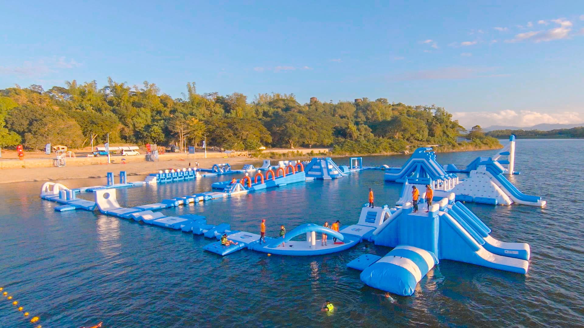 Paoay Lake Water Park - obstacle course; side view