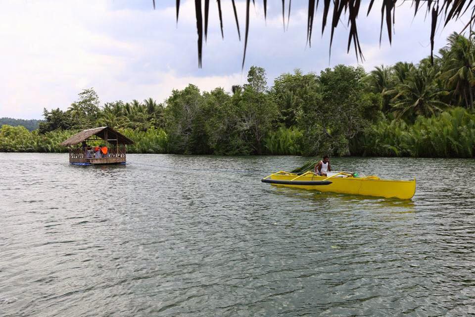 Sungayan Grill Floating Restaurant in Bolinao - nipa hut pulled by boat along Balingasay River