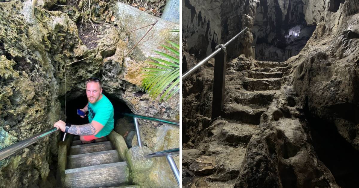 Hinagdanan Cave - stairs to the cave