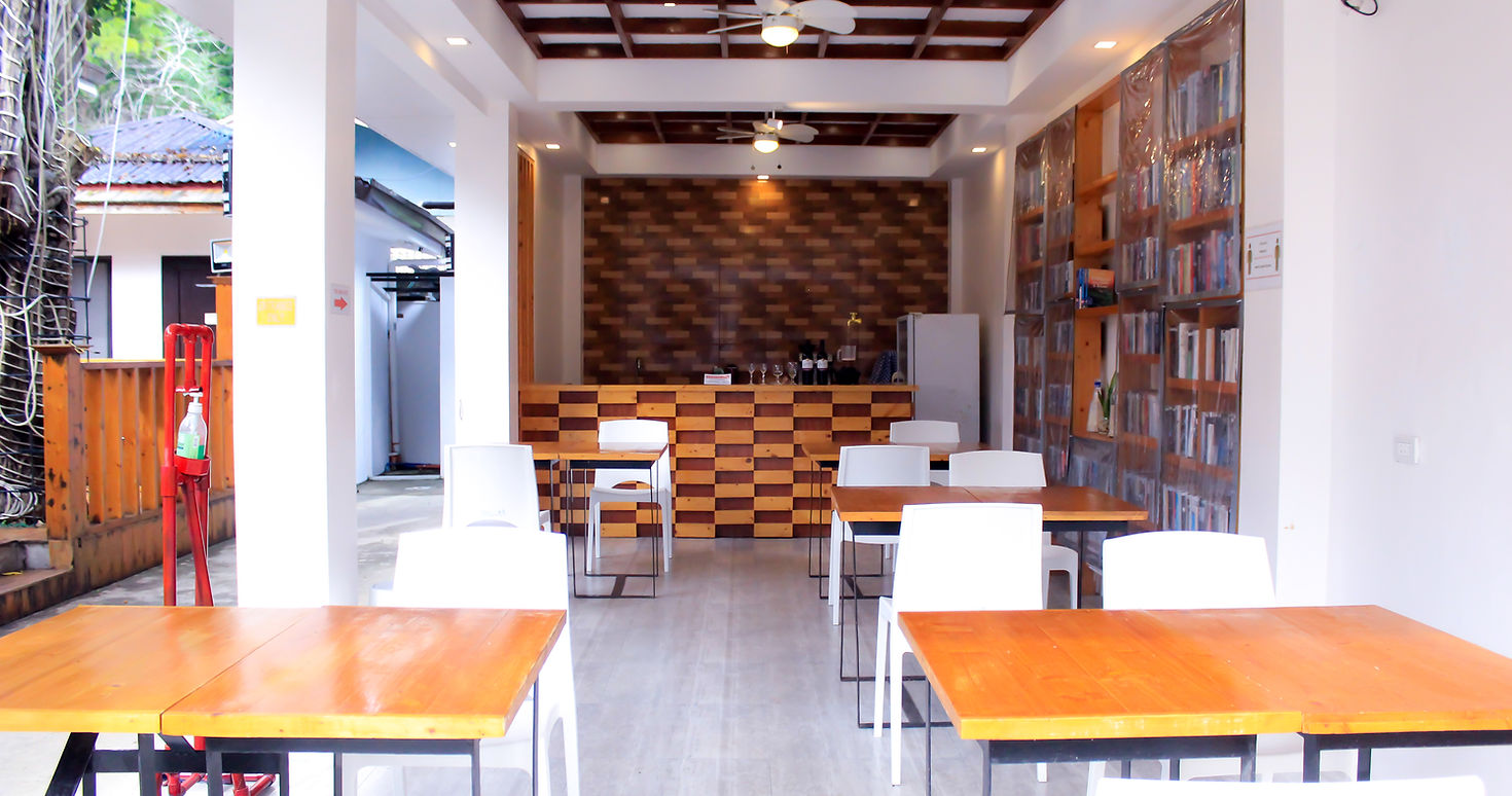 Monallan Boracay Hotel - mini library and restaurant