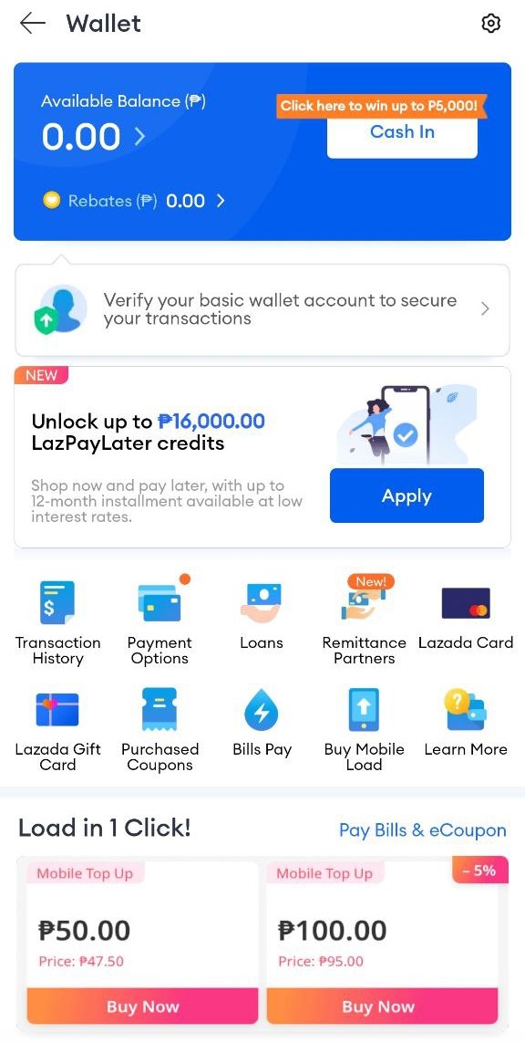 E-wallets and digital banks - Lazada Wallet