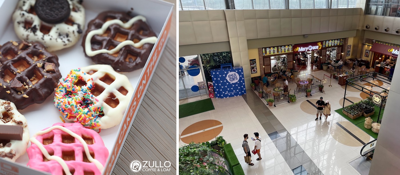 waffles from zullo coffee and loaf and the interior of sm city marikina mall