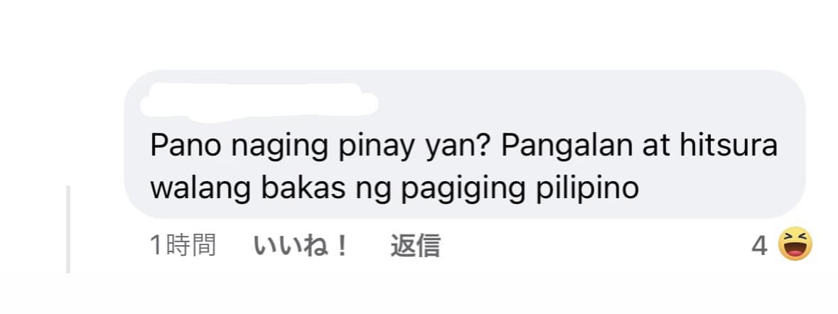 Junna Tsukii - Filipino identity facebook comment