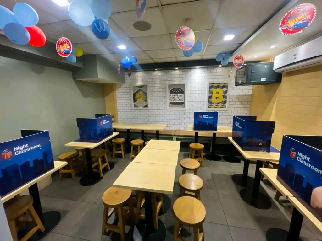 McDonald's Night Classrooms - tables and chairs setup