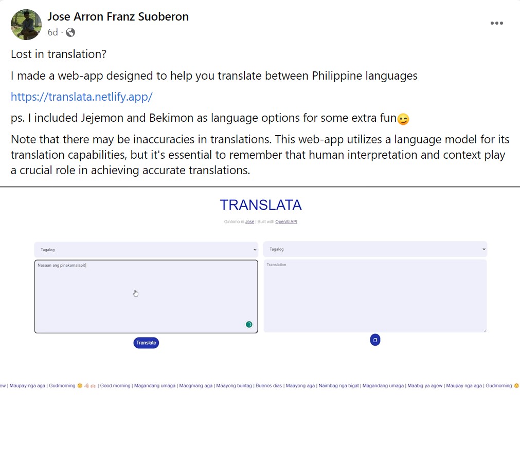 Translata language translator - Jose Suoberon