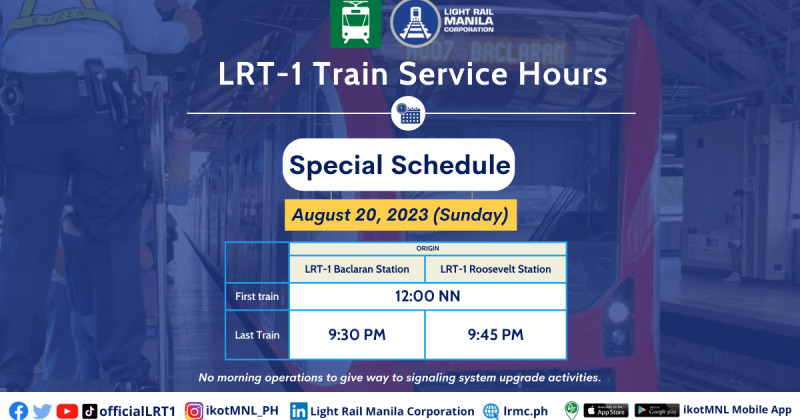 LRT- 1 half day - schedule on 20th august
