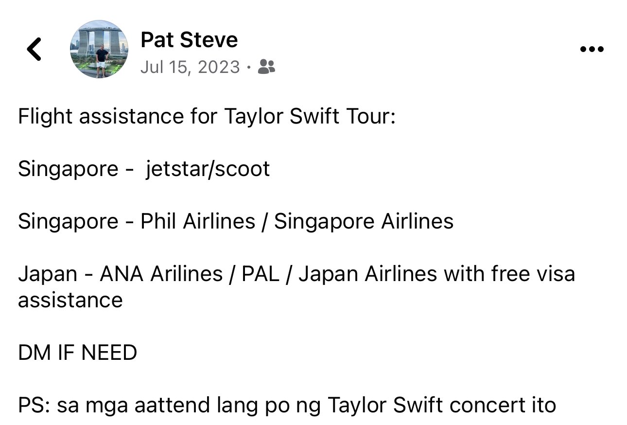 Taylor Swift concert ticket scam Filipino 15m